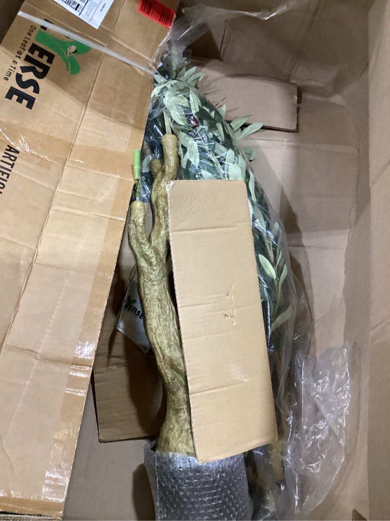Condition photo showing Good Condition for lyerse olive tree 6ft - olive trees artificial indoor with large olive branches and lifelike fruits - faux olive tree for modern home office house living room decor