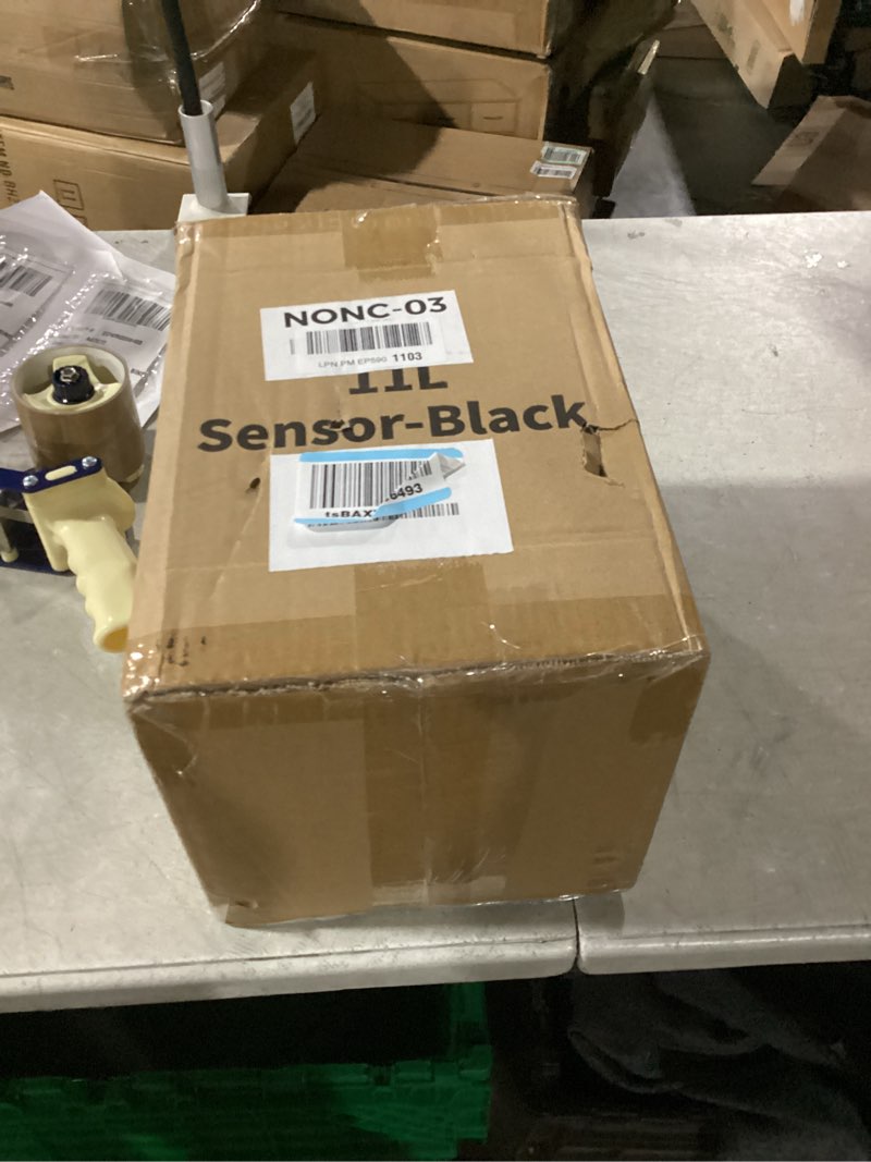 Condition photo showing New/Like New for URALFA Motion Sensor Trash Can with Lid, 3 Gallon / 11 L Automatic Bathroom Trash Can, Touchless Trash Bin, Smart Plastic Garbage Can for Bedroom, Kitchen, Living Room, Office, Black BLACK Automatic