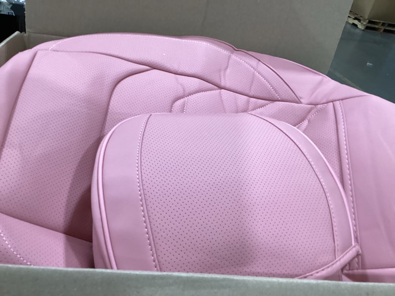 Condition photo showing New/Like New for tiehesyt car seat covers , breathable leather automotive front and rear seat covers, car seat protectors, compatible with most vehicles, suv (cute pink, front pair) cute pink front pair headrestless