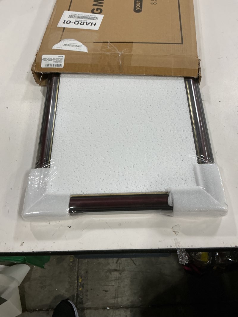 Condition photo showing New/Like New for graduationmall 11x17 mahogany diploma frame with tassel holder for 8.5x11 certificate document,real glass, black over gold mat mahogany with gold beads diploma + tassel
