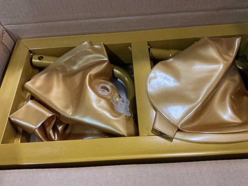 Condition photo showing Good Condition for Wedding Square Backdrop Stand, Wedding Arches Frame, Wedding Arch Stand, Metal Balloon Backdrop Stand for Ceremony Party Birthday Party, Garden Arbors Stand, 6.6FT x 6.6FT Gold