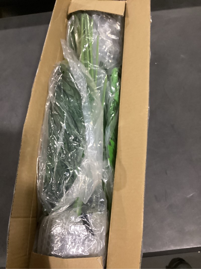 Condition photo showing Good Condition for 4ft 2pcs large artificial plants fake palm tree tropical palm leaves faux palm plants tall tree indoor real touch plastic monstera leaves for home garden outdoor office decor (4ft/125cm-2pcs)