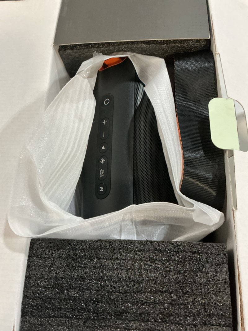 Condition photo showing Good Condition for doss extreme boom pro d100 bluetooth speaker with 140w peak, 70w bold sound, extra bass, 24h playtime, beat-sync lights, built-in power bank, ipx6 waterproof, portable strap for outdoor, camping-black