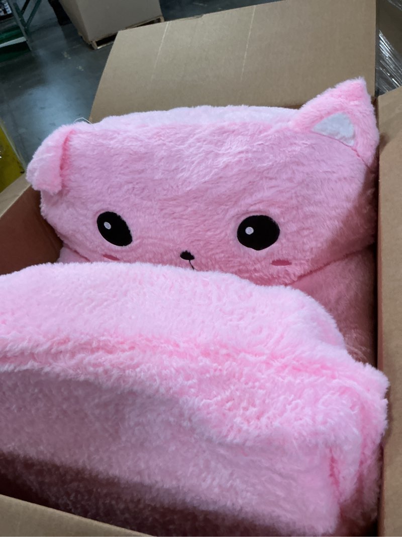 Condition photo showing Good Condition for toddler chair toddler couch: 2-in-1 kids chairs comfy kids sofa fold out for girls and boys 1-3 years old, brown bear(color pink)