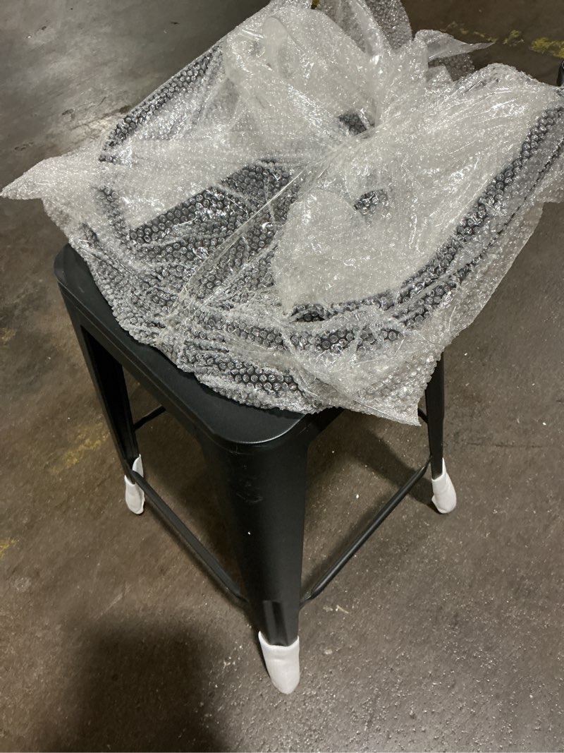 Condition photo showing As Is for possibly missing parts counter stool with metal frame (set of 4)