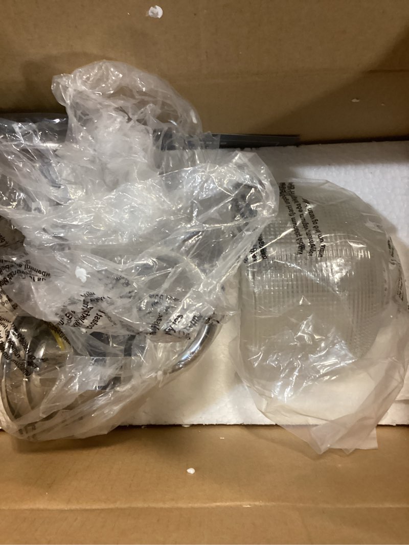 Condition photo showing As Is for jonathan y 5.75" chrome modern bathroom vanity light, 1-light led wall sconce, clear glass bell shade for mirror hallway kitchen, etl listed, led bulb included jyl7407a 1 light chrome