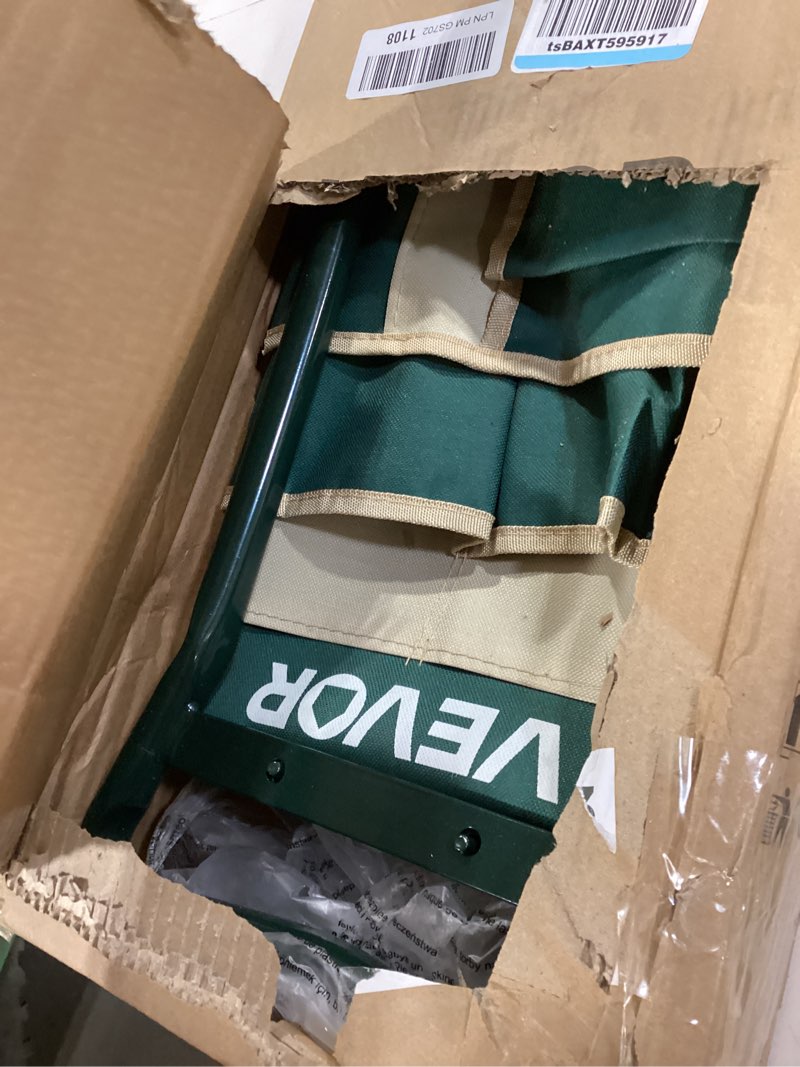 Condition photo showing Good Condition for vevor garden kneeler and seat heavy duty, portable garden stool with 6'' eva kneeling pad and 2 tool bags, folding garden bench to relieve knee & back pain, great gifts for seniors, family gardeners 6" kneeling pad with 2 tool bags green