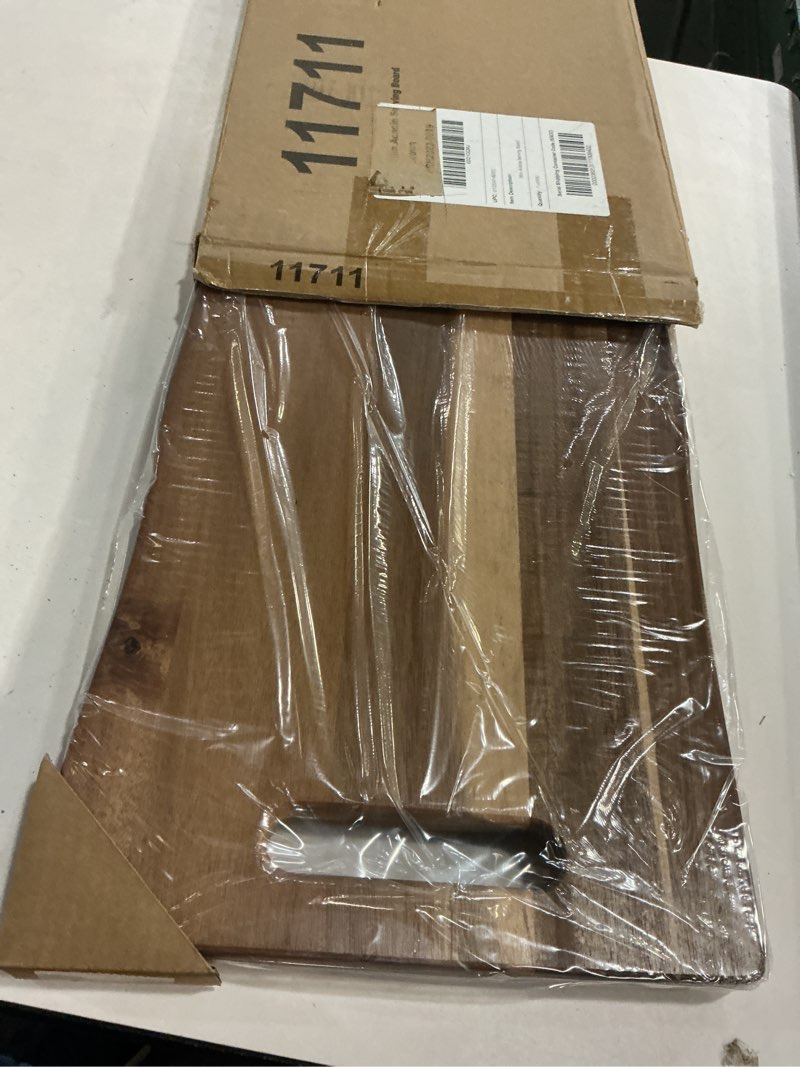 Condition photo showing New/Like New for birdrock home 36" acacia wooden cheese serving board with handles - extra long - party charcuterie for appetizers food kitchen platter - bread meat fruit display - natural wood - espresso 36.4" x 11.3" x 1.3"