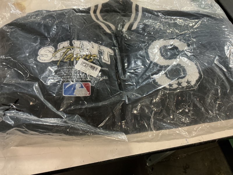 Condition photo showing New/Like New for (( size xl))arnodefrance men saint savior graphic print varsity jacket vintage baseball jackets streetwear coats