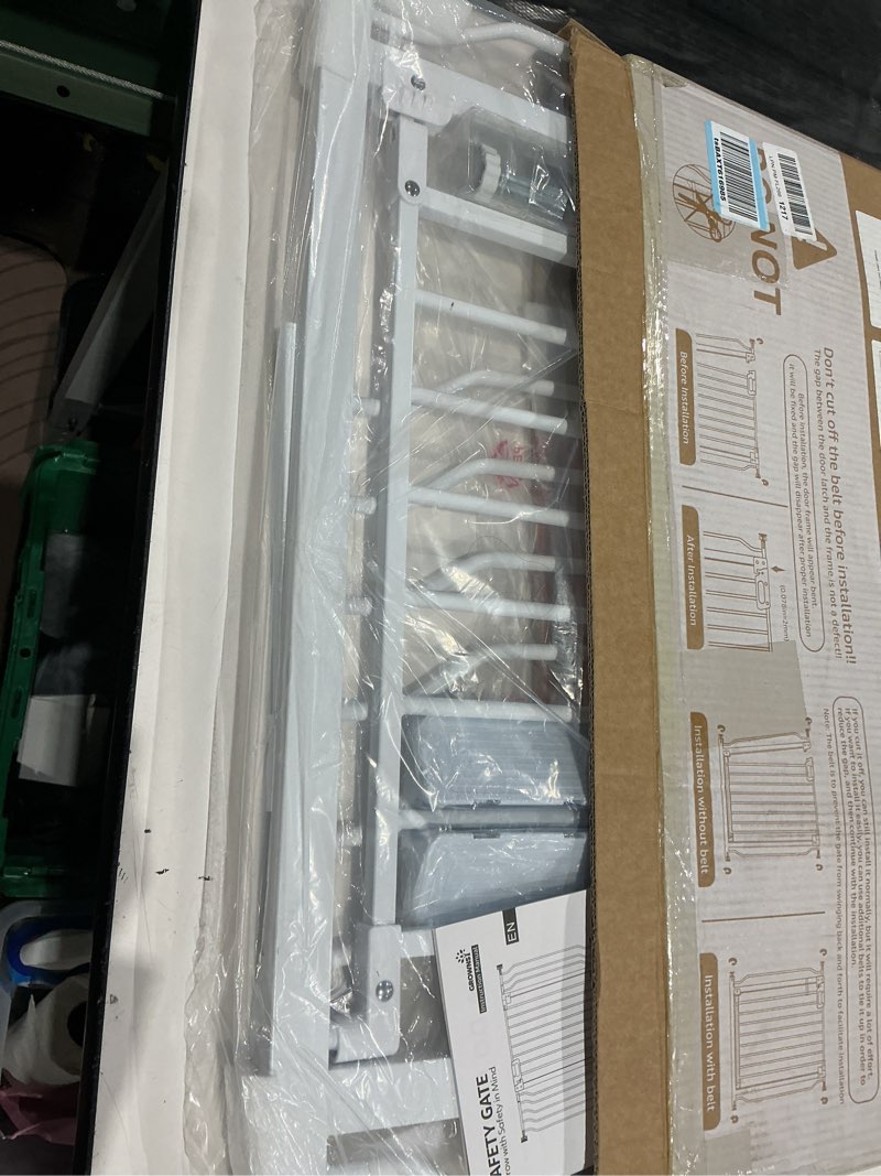 Condition photo showing Good Condition for mom's choice-grownsy baby gate for stairs, 29.5"-48.4" pressure mounted baby gate for top of stair&doorway with v-shaped rods, anti-trip pedal, extra wide stairs dog gate easy install w/red reminder white 29"-48"*30"