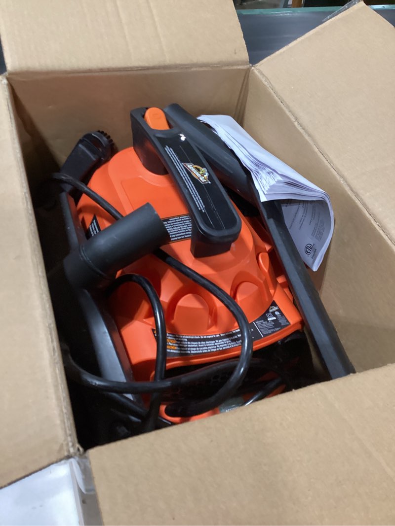Condition photo showing As Is for armor all aa255w wet/dry utility vac 2.5 gallon, 2.5-gallon,120 volts (ac), orange/black update 2.5 gal