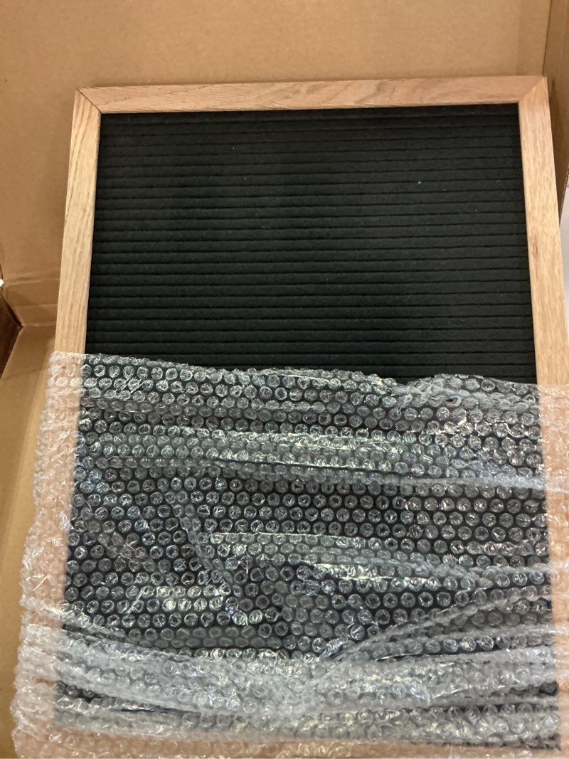 Condition photo showing Good Condition for felt letter board - 680 letters, numbers & symbols, 16 x 12 inch, changeable message board for notes & announcements, wood frame, light brown frame light brown with black board