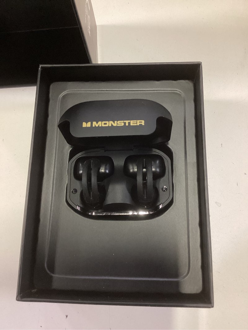 Condition photo showing Good Condition for monster open ear ac221 headphones, bluetooth 6.0 wireless earbuds stereo sound, clip on earbuds with 30h playback, clear calls, type-c charging, touch control, ipx6 waterproof wireless open headphones black