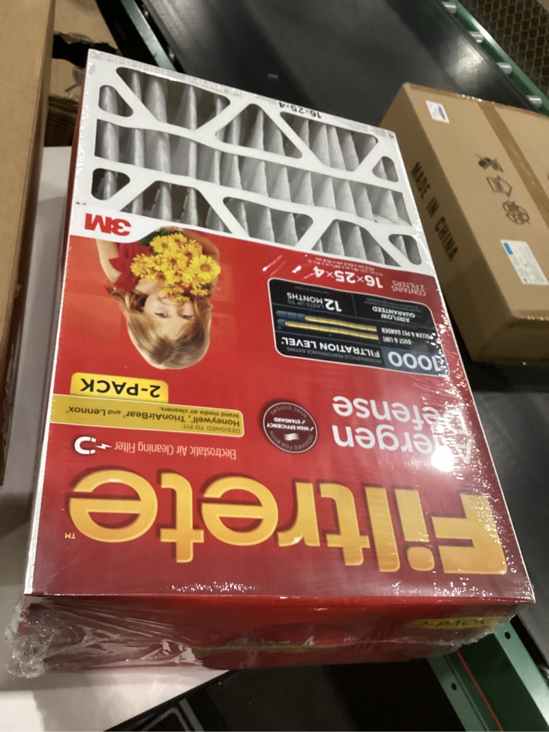 Condition photo showing New/Like New for Filtrete 16x25x4 AC Furnace Air Filter, MPR 1000, MERV 11, Fits Lennox & Honeywell Devices, Allergen Defense, Electrostatic Air Cleaning Filter, 2-Pack (Actual Size 15.88x24.56x4.31 in)