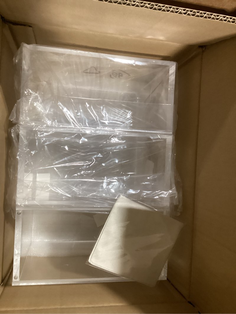 Condition photo showing New/Like New for acrylic etb case 3 pack - magnetic sliding lid - 8mm + 5mm etb protector case compatible with elite trainer boxes includes microfiber cloth