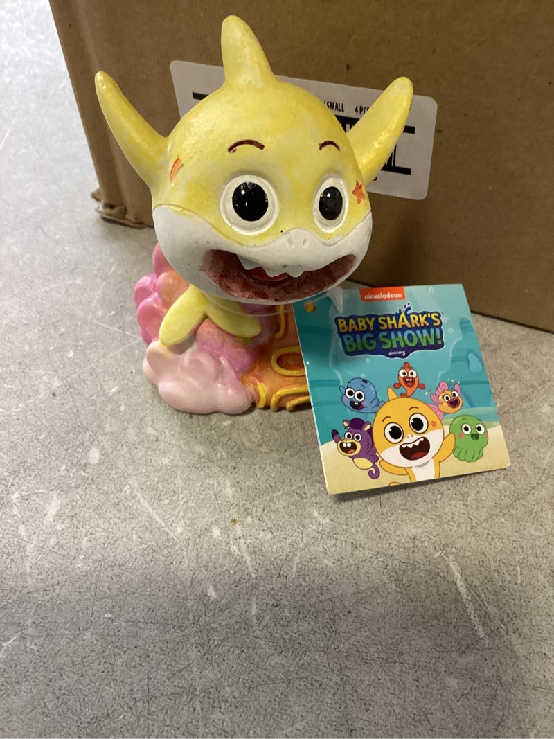 Condition photo showing New/Like New for Baby Shark's (Set Of 4) Big Show Aquarium Ornament Deceration 3.5 Inches Tall