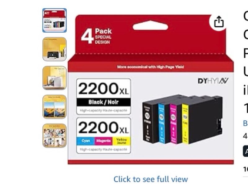 PGI-2200XL 4 Color Value Pack Ink Cartridges Replacement for Canon Maxify PGI 2200 XL PGI-2200XL to 