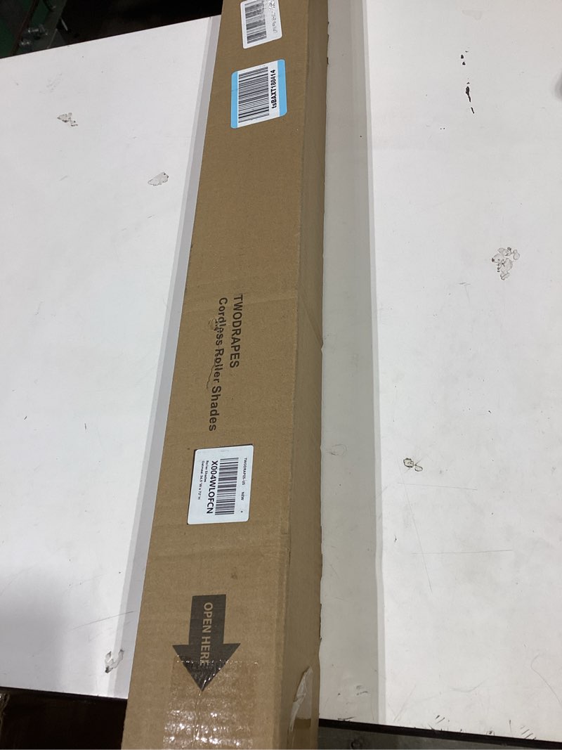 Condition photo showing Good Condition for 100% blackout roller shades cordless blinds for windows, free-stop blind with beige linen valance thermal insulated uv protection privacy window shades for bedroom living room oatmeal 34.5" w x 72" h oatmeal 34.5"w x 72"h
