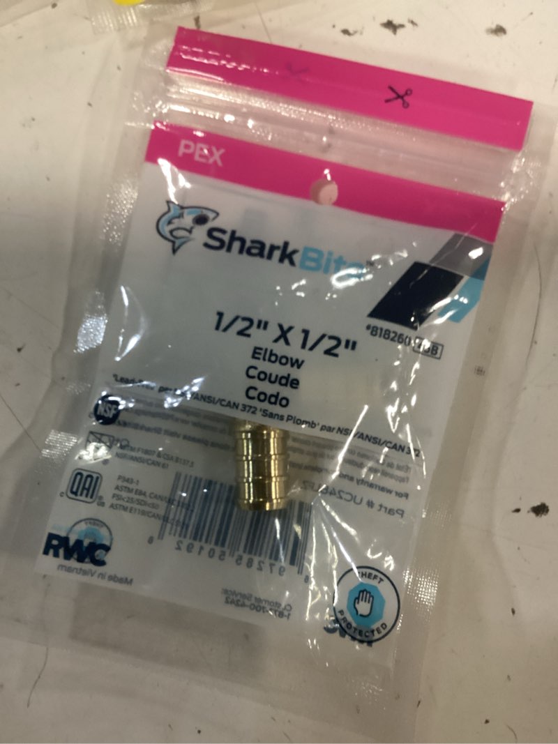 Condition photo showing New/Like New for 1/2 in. pex crimp brass 90° elbow