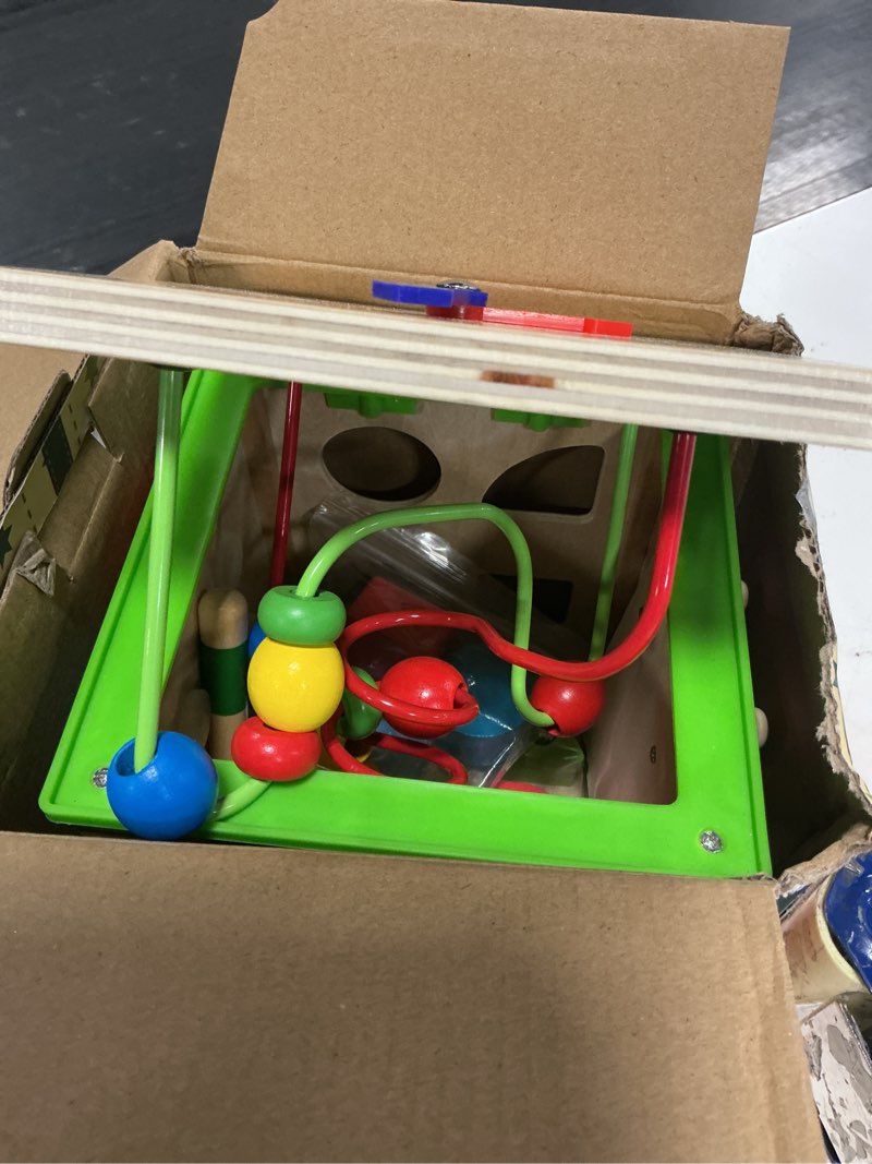Condition photo showing Good Condition for woodmam wooden 7-in-1 activity cube| montessori toys for 1 year old toddlers| baby educational developmental toys |one year old boys girls first birthday gifts |bonus sorting & stacking board green
