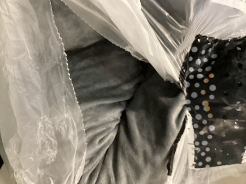 Condition photo showing As Is for grey body pillow