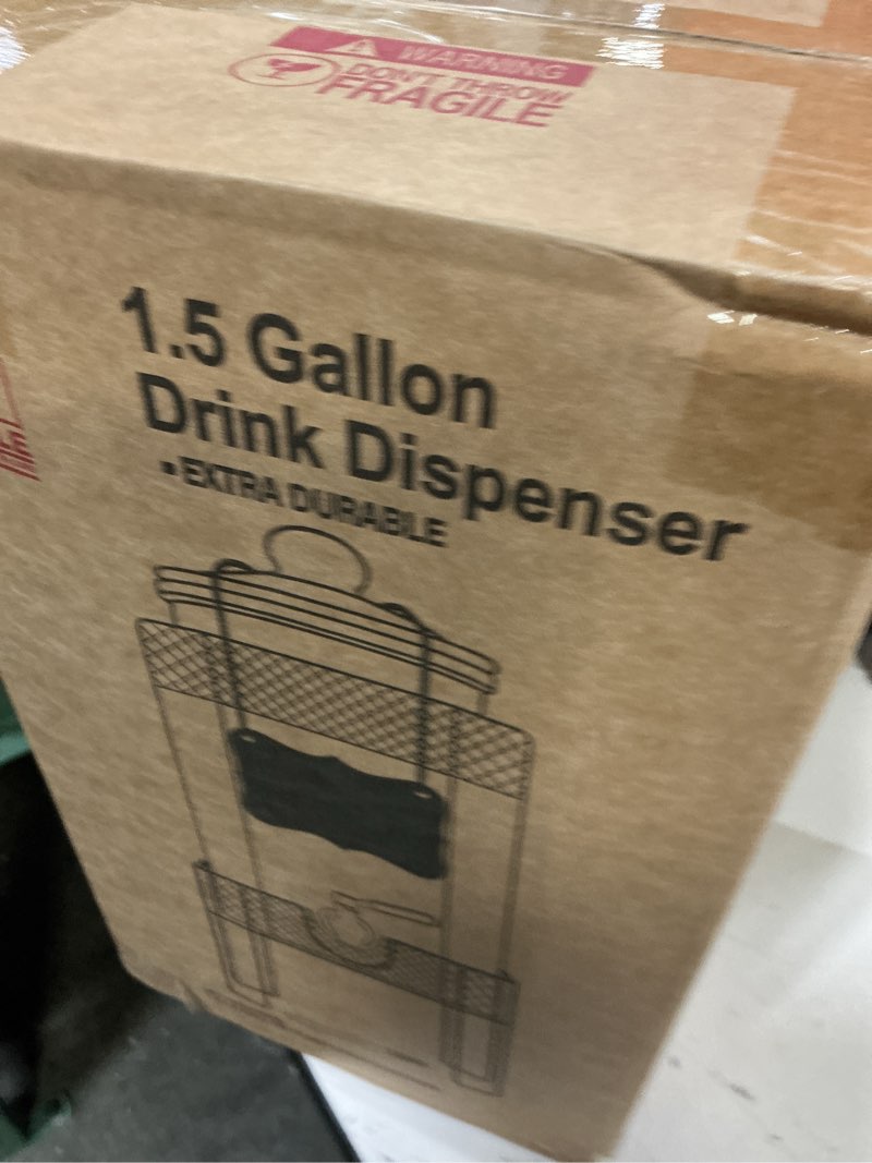 Condition photo showing New/Like New for drink dispensers for parties,1.5 gallon drink dispenser,beverage dispenser with stand,glass lid and stainless steel spigot leak-proof, ideal for lemonade,juice, tea, and party drinks