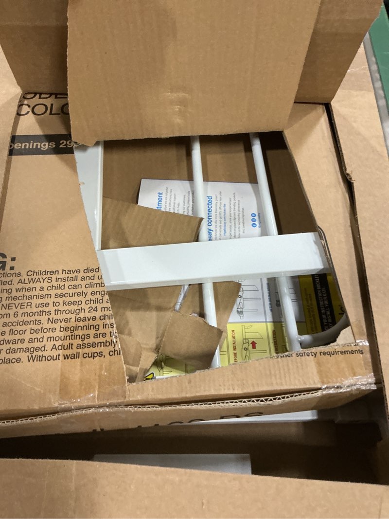 Condition photo showing As Is for Regalo Safety 38\" Baby Gate for Doorways & Bottom of Stairs, Pressure Mount Design for Babies, Toddlers & Pets, Tested & Safe for 30 Years, American Designed, American Owned, White White 29-38.5\"W x 30\"H