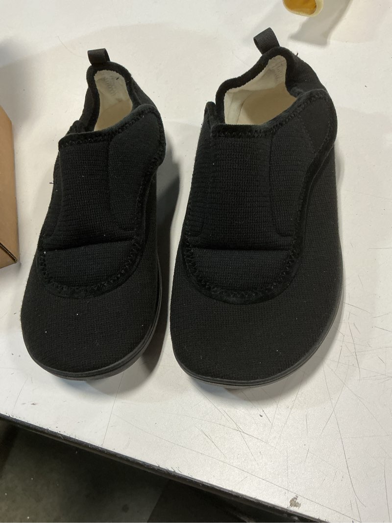 Condition photo showing Good Condition for (size 45)mens wide slippers comfy diabetic orthopedic shoes adjustable house slippers swollen feet walking shoes 10.5 wide black