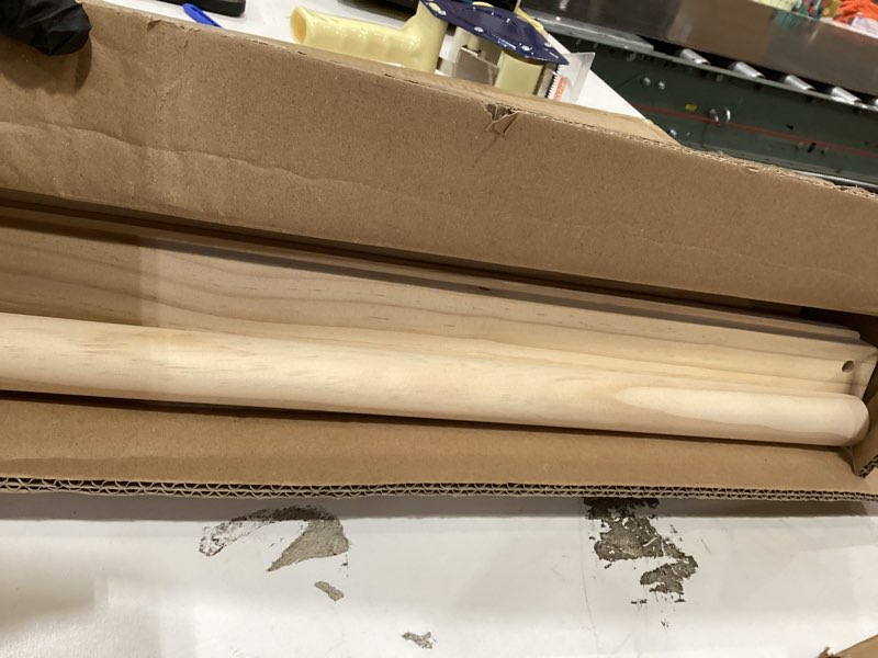 Condition photo showing As Is for Wooden Baby Clothing Rack for Toddler, Baby Shower Crate Closet, Baby Storage Crate with Hangers, Pets Clothes Rack with Storage Box & Hanging Rod for Dogs Cats, Newborn Gifts Basket for Boys Girls