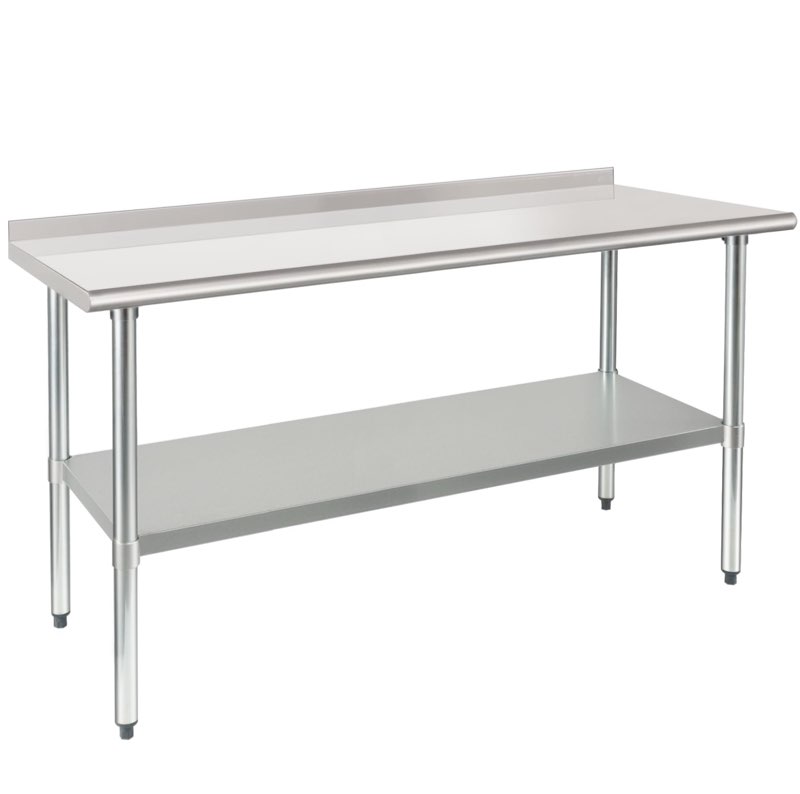 HARDURA Stainless Steel Table Prep & Work Table 24 x 60 Inches NSF Heavy Duty Commercial with Undershelf and Backsplash for Restaurant Kitchen Home and Hotel