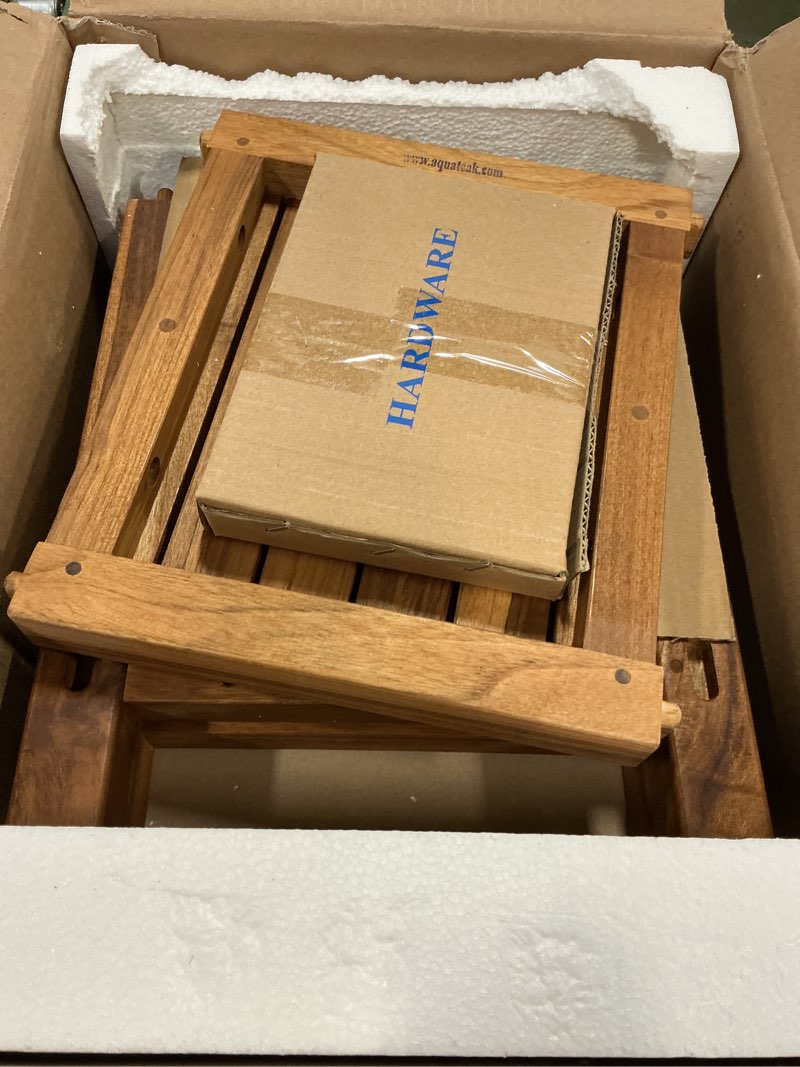 Condition photo showing Good Condition for AquaTeak The Original 18" Spa Teak Shower Bench with Shelf 18x12x18 Inch (Pack of 1)