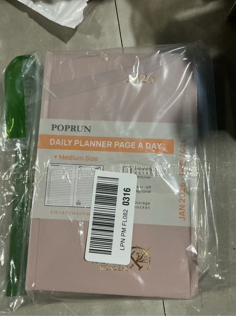 Condition photo showing Good Condition for poprun 2026 daily planner one page per day a5 size calendar (5.75" x 8.5") - 12 months hourly appointment book with hardcover, monthly tabs, pocket, pen holder - violet violet a5-medium-5.75" x 8.5" daily layout & jan.2026-dec.2026