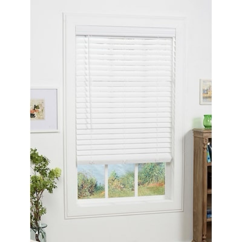 allen + roth 2-in slat width 23-in x 96-in cordless white faux wood room darkening horizontal