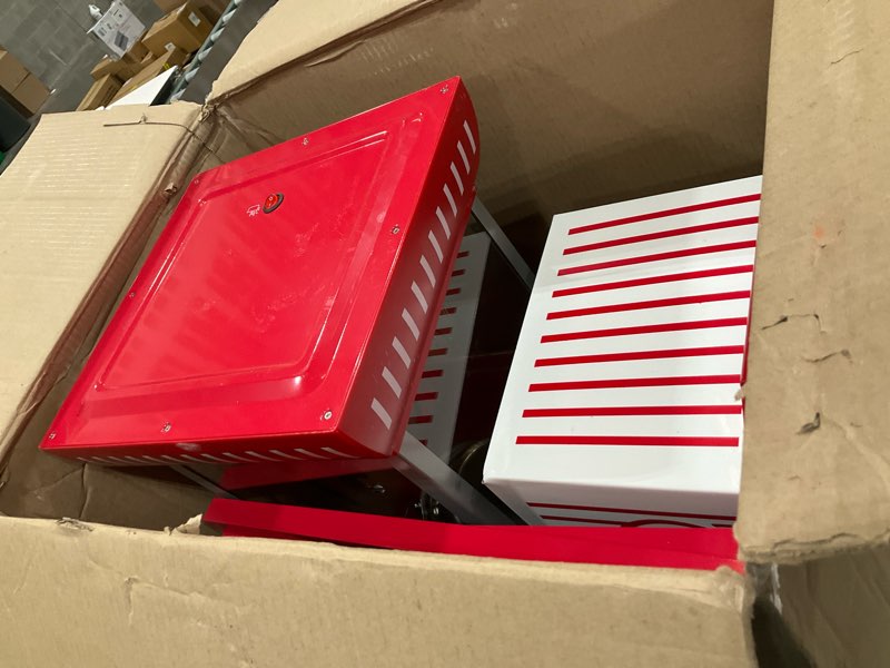 Condition photo showing As Is for Nostalgia Popcorn Maker Machine - Professional Cart With 2.5 Oz Kettle Makes Up to 10 Cups - Vintage Popcorn Machine Movie Theater Style - Red & White Red & White 2.5 Oz Vintage Classic