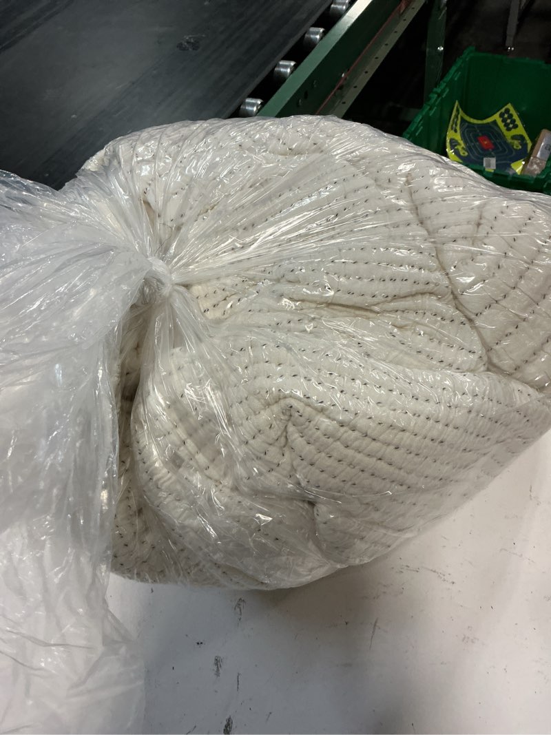 Condition photo showing As Is for organic cotton channel stitch coverlet, king/cal king, undyed