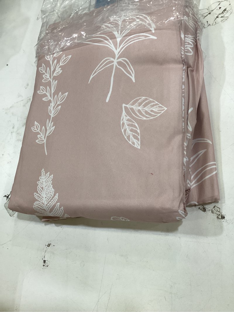 Condition photo showing Good Condition for muxhomo duvet cover queen size, reversible floral rosy gold duvet cover set with zipper closure, 3 pieces botanical patterns soft microfiber bedding set with 4 ties (90"x90", 2 pillow cases) 01 - rosy gold leaves (no comforter) queen(90"x90")