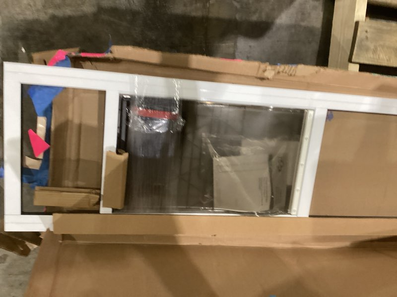 Condition photo showing New/Like New for petsafe sliding glass pet door - no-cut diy install doggy door for renters - aluminum frame - adjustable height 75 7/8" to 80 11/16" - ideal for large dogs up to 130 lb - white 81" sliding door large - tall white