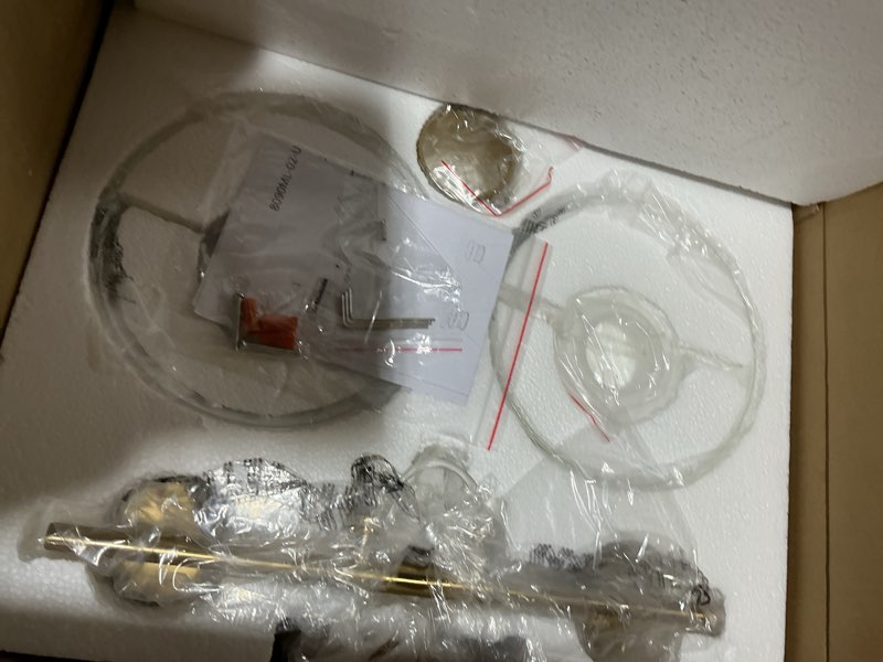 Condition photo showing Good Condition for WOSHITU Gold Bathroom Light Fixtures: Modern Vanity Lighting Fixtures 2 Lights for Bathroom Mid Century Vanity Light Sconces Over Mirror with Frosted Milky Glass for Bath Bedroom Makeup Gold 2-Light