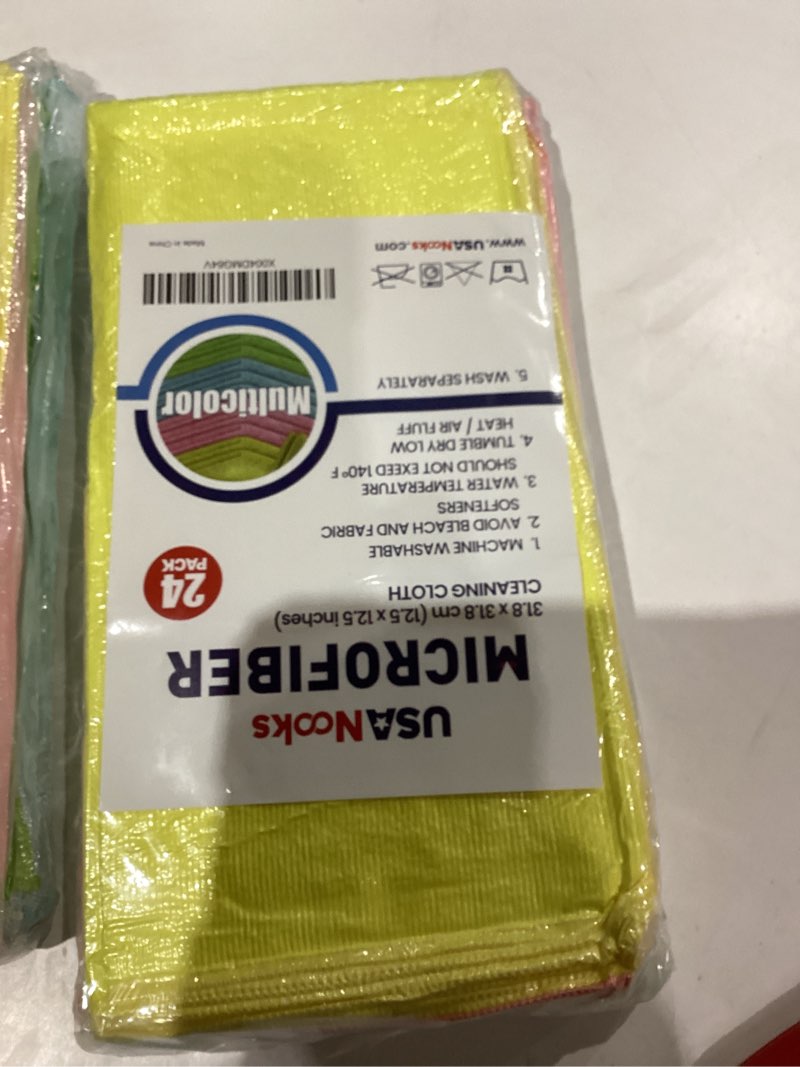 Condition photo showing New/Like New for USANOOKS Microfiber Cleaning Cloth - 24Pcs (12.5x12.5 inch) High Performance - 1200 Washes, Ultra Absorbent Towels for Cars Weave Grime & Liquid for Streak-Free Mirror Shine Multicolor 24 pack