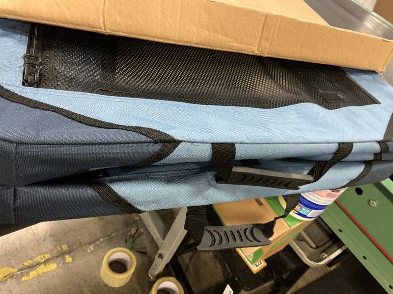 Condition photo showing As Is for Lesure Collapsible Dog Crate - Portable Travel Kennel for Large Dog, 4-Door Pet Crate with Mesh Windows, Indoor & Outdoor, Blue 36.0"L x 25.0"W x 25.0"H Blue