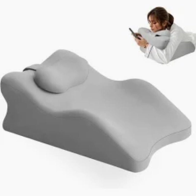 Relax Cush Pillow,2025 New Relaxcush Ergonomic Pillow,Supports Posture in Any Position,Stomach Sleeping with Removable Cover,Suitable for Massage, Reading and Other Projects (Gray)