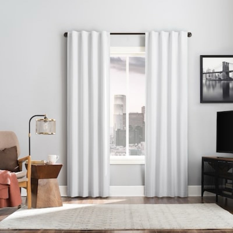 Sun Zero 63-Inches Pearl Blackout Standard lined Back tab Curtain panel pair
