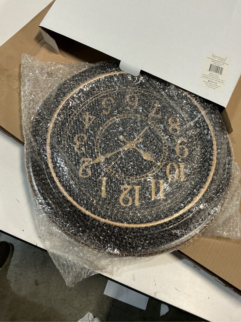 Condition photo showing New/Like New for bernhard products large wall clock 18 inch quality quartz silent non ticking, battery operated for home/living room/over fireplace, beautiful decorative stylish clock, deep brown & copper numbers traditional
