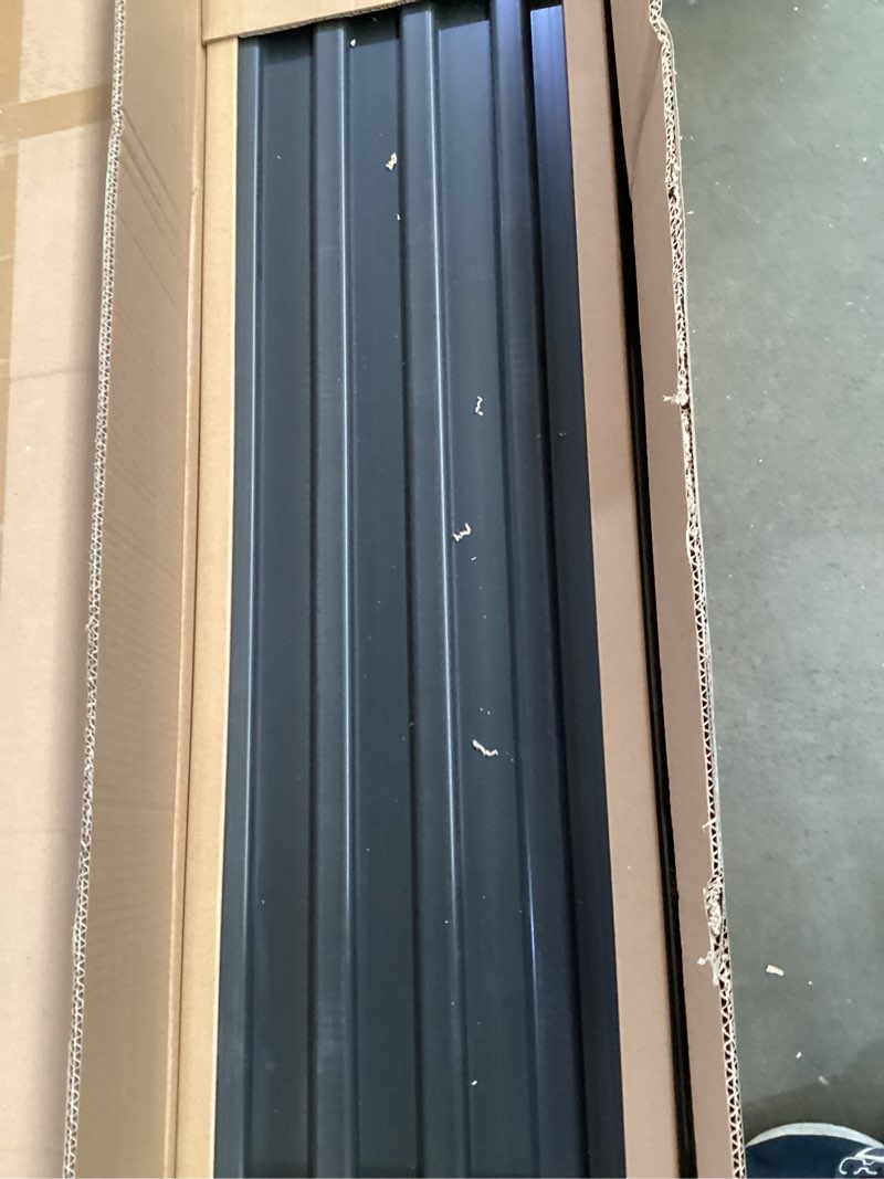 Condition photo showing Good Condition for slatwall panel garage organizer pvc slatwall heavy duty wall mounted rack, interlocking slat wall panels for tool organization peg board (black 4 x 8 ft) black 4ft x 8ft