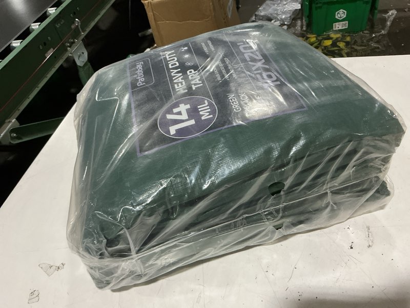 Condition photo showing New/Like New for tarp 16x20 feet, 14 mil large waterproof tarps heavy duty with brass grommets, thick plastic tarp, uv resistant tear&fade resistant, reinforced edges for outdoor pool car camp tent 14mil green 16x20