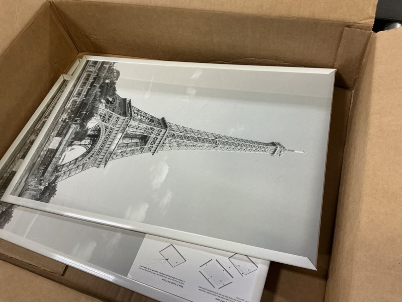 Condition photo showing As Is for upsimples 12x18 picture frame white 3 pack, scratch-proof poster frames 12 x 18 for photo gallery - slide-in strips, horizontal or vertical wall mounting white 12x18