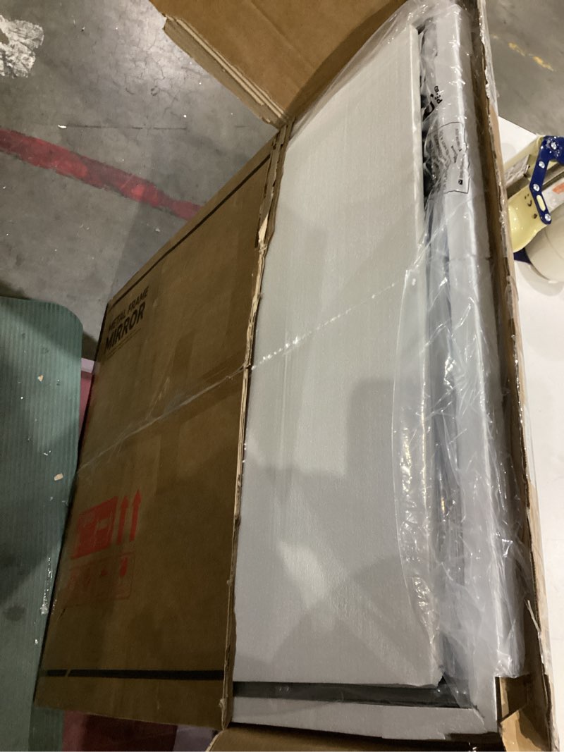 Condition photo showing Good Condition for tetote brushed nickel mirror for bathroom sink 30" x 36" beveled frame brushed nickel vanity rectangle mirror for bathroom wall, modern farmhouse, tempered glass, shatterproof, stronger frame
