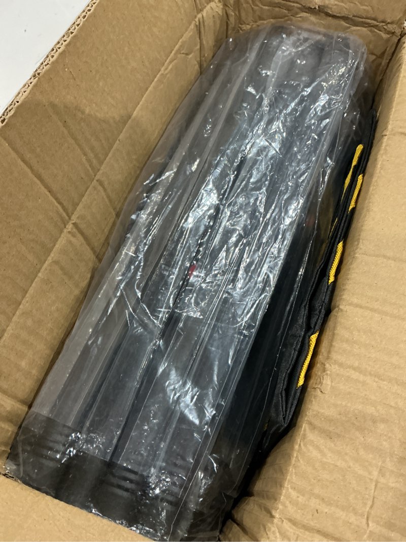 Condition photo showing As Is for backdrop stand, adjustable 10x7.5 ft background stand backdrop for parties, photo video studio, portable photography backdrop stand with carrying bag, 6 backdrop clamps, and 2 stand bags 10x7.5ft black