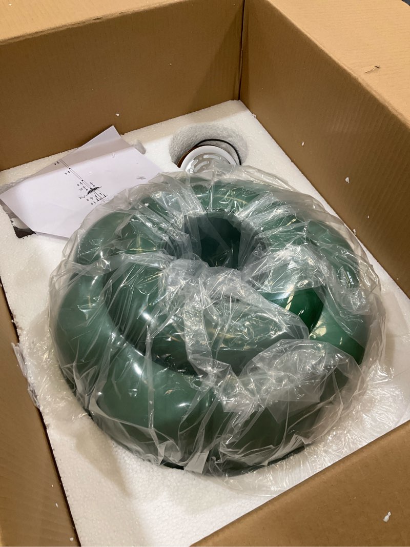 Condition photo showing Good Condition for Ozita Retro Semi-Flush Mount Ceiling Light, Brass Green Glass Retro Ceiling Light for Bedroom Kitchen Hallway Porch (Green 15 Inch) 15 Inch Green