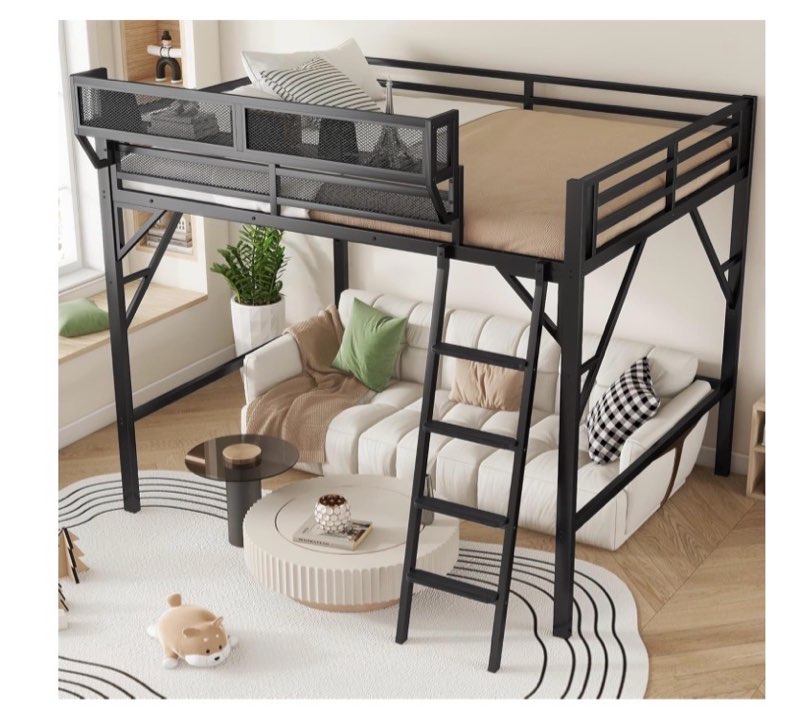 Metal loft bed frame INCOMPLETE SET
